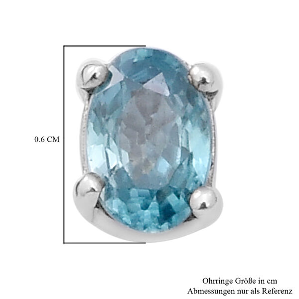 Kambodschanischer blauer Zirkon Ohrstecker 925 Silber platiniert ca. 1,50 ct image number 4