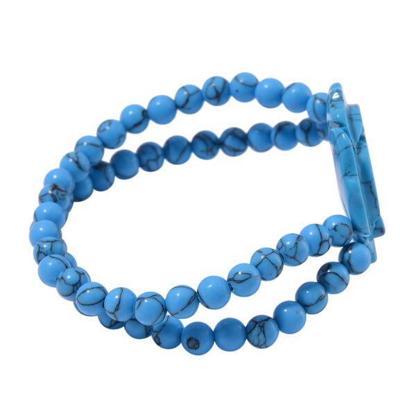 Blaues Howlit handgeschnitztes Blumen-Armband, 17-19cm - 150 ct. image number 2