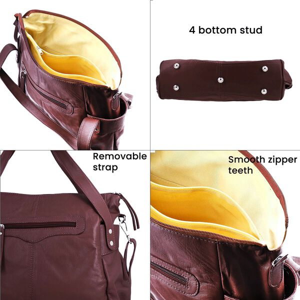 100% Echtleder Weekender Reisetasche mit RFID-Schutz, Burgunderrot image number 7