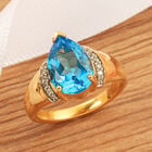 Schweizer Blautopas und Zirkon Ring 925 Silber vergoldet  ca. 3,63 ct image number 1