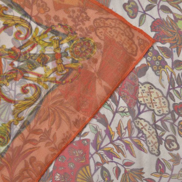 LA MAREY bedruckter Seidenschal, Orange und braun image number 3