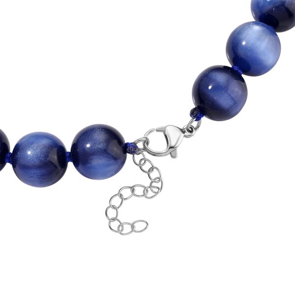 Simulierte, blaue Katzenauge Halskette, 45+5cm - 340 ct. image number 5