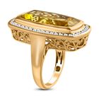 Ouro Verde-Quarz, weißer Zirkon Ring, 925 Silber Gelbgold Vermeil (Größe 16.00) ca. 16.90 ct image number 4