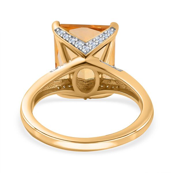 Citrin, Weißer Zirkon Ring 925 Silber Gelbgold Vermeil (Größe 20.00) ca. 5,71 ct image number 6