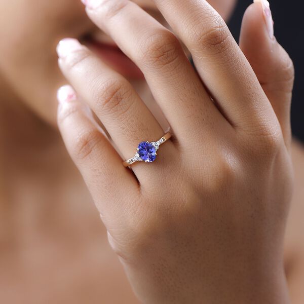 AA Tansanit und Diamant Ring in 585 Gelbgold - 1,48 ct. image number 10