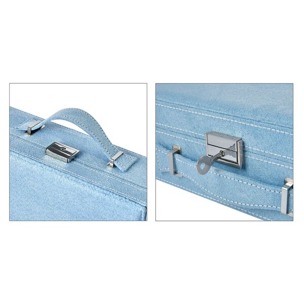 2-lagiges Schmuckkästchen mit herausnehmbarem Tablett, Blau image number 6