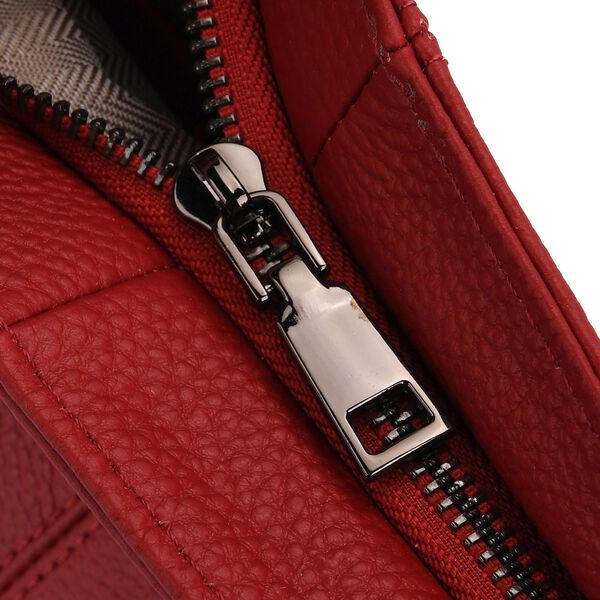 Crossbody Tasche mit 3 Tragevarianten, Echtleder, 32x12x25cm, Riemen 130cm, Rot image number 9