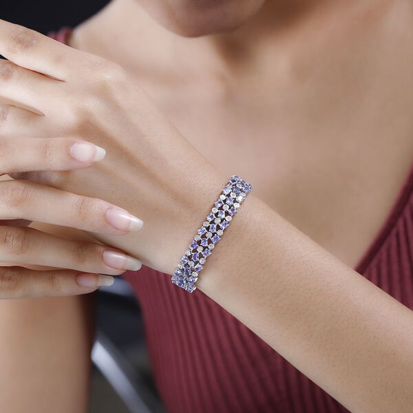 Tansanit, weißer Zirkon Armband, ca. 19 cm 925 Silber platiniert ca. 14.48 ct image number 3