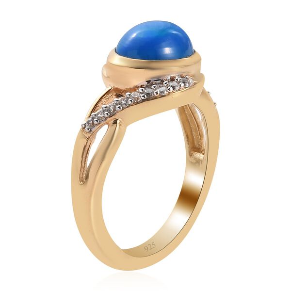 Miami Blau Welo Opal und Zirkon Ring 925 Silber 585 Gelb Vergoldet image number 5