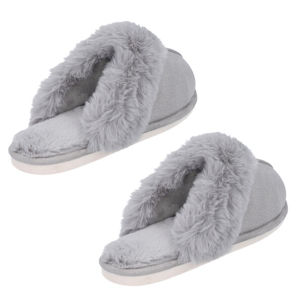Superweiche Wildleder Kunstfell Hausschuhe, Gr&ouml;&szlig;e 36-37, Grau image number 4