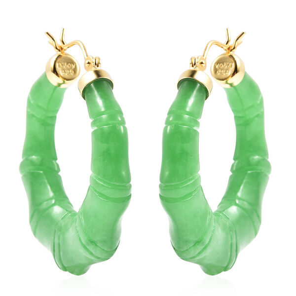 Gr&uuml;ne Jade-Creolen, 925 Silber vergoldet ca. 78,50 ct