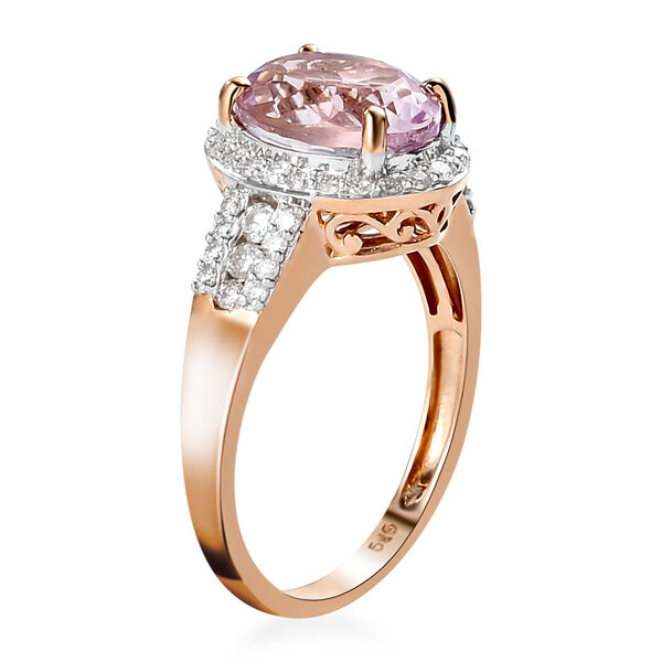 AAA Martha Rocha Kunzit und wei&szlig;er Diamant-Ring, I2-I3 G-H, 585 Ros&eacute;gold  ca. 3,95 ct image number 6