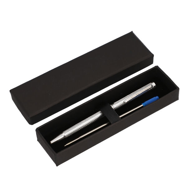 Echter champagner Diamanten-Kugelschreiber in Geschenkbox, 925 Silber, inkl. schwarzer Mine image number 6