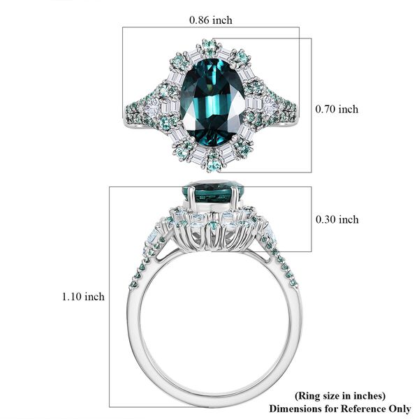RHAPSODY zertifiziert und gepr&uuml;ft AAAA Pirineu Lagoon Tourmalin, Paraiba Turmalin und VS-EF Diamant Ring in 950 Platin - 4,37 ct. image number 5