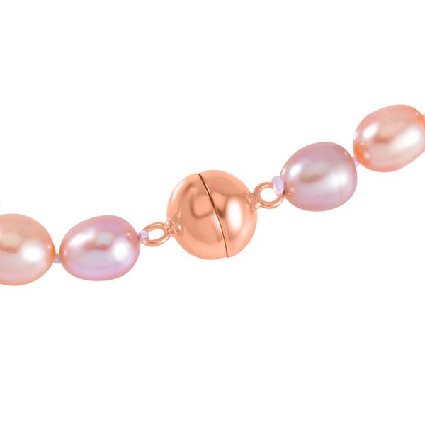 Mehrfarbige S&uuml;&szlig;wasser Perle Halskette, (7-9mm), ca. 50 cm 925 Silber ros&eacute;vergoldet image number 4