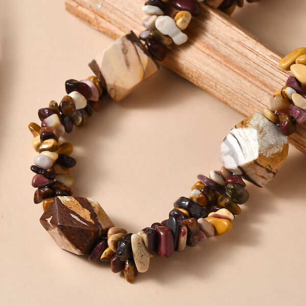 Mookite, Roter Zebra Jaspis Halskette ca. 50 cm Nickelfreies Messing Platiniert ca. 440.00 ct image number 1