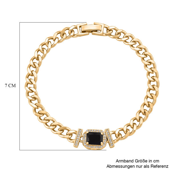 Schwarzer Zirkonia, Wei&szlig;er Zirkonia Armband ca. 19 cm Nickelfreies Messing vergoldet image number 5
