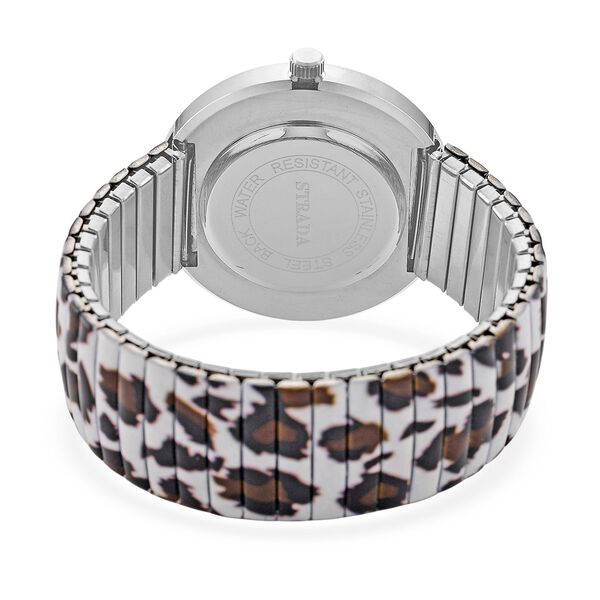 STRADA - Armbanduhr mit Leopardenmotiv, Kristall-Lünette, Japanisches Uhrwerk, Edelstahlzugband, Reiner Edelstahl image number 6