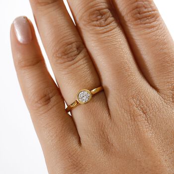 LUXURIANT SGL zertifizierter SI-GH Labor Diamant Ring, 925 Silber 750 Gelbgold Vermeil - 0,50 ct.