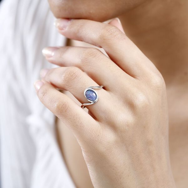 Boulder Opal Triplett Ring, 925 Silber rhodiniert - 0,94 ct. image number 3