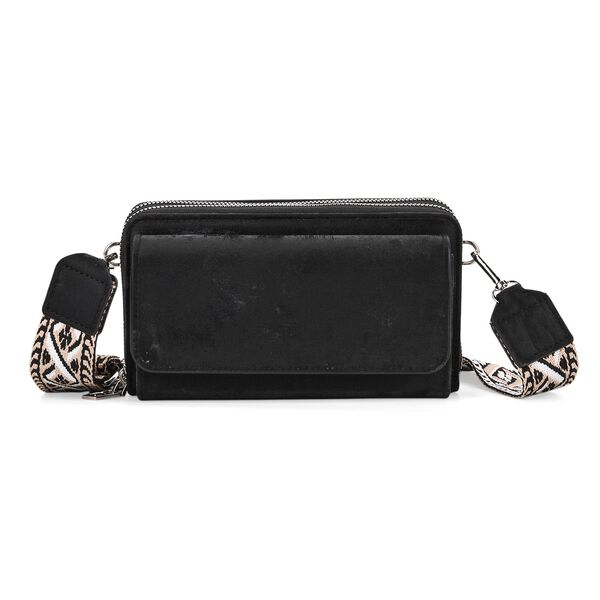 Crossbody-Tasche mit RFID-Schutz und Muster-Schulterriemen, 19x6x11 cm, Schwarz image number 0