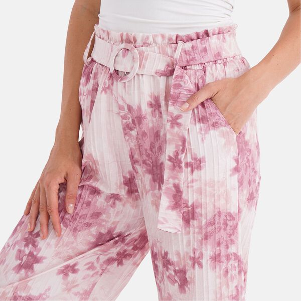 Weit geschnittene Hose, Blumenmuster, 99&times;35,5cm, Aprikose image number 5