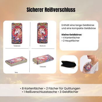 2-teiliges Geldb&ouml;rsen-Set mit Einhornmuster, 18x2,5x10 cm und 11x2,5x9 cm