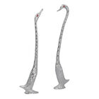 2er Set Deko Schwäne aus Aluminium, 8x4x34 und 7x3x30 cm, Silber