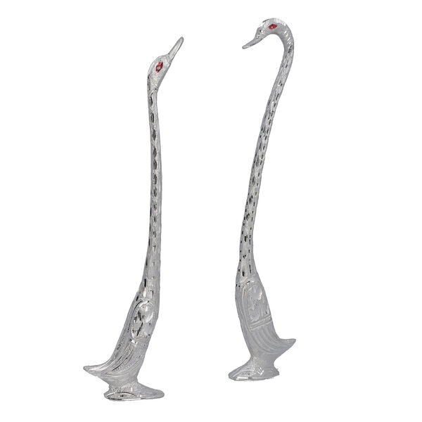 2er Set Deko Schw&auml;ne aus Aluminium, 8x4x34 und 7x3x30 cm, Silber
