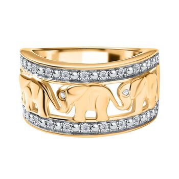 Wei&szlig;er Diamant Ring 925 Silber 750 Gelbgold Vermeil (Gr&ouml;&szlig;e 18.00) ca. 0.21 ct