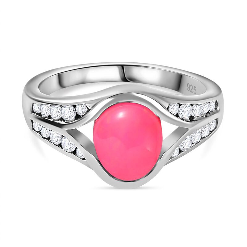 AA rosa äthiopischer Welo Opal und Zirkon-Ring - 1,37 ct. image number 0