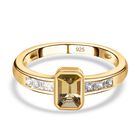 Natürlicher goldener Tansanit und weißer Zirkon-Ring, 925 Silber Gelbgold Vermeil (Größe 18.00) ca. 0.99 ct