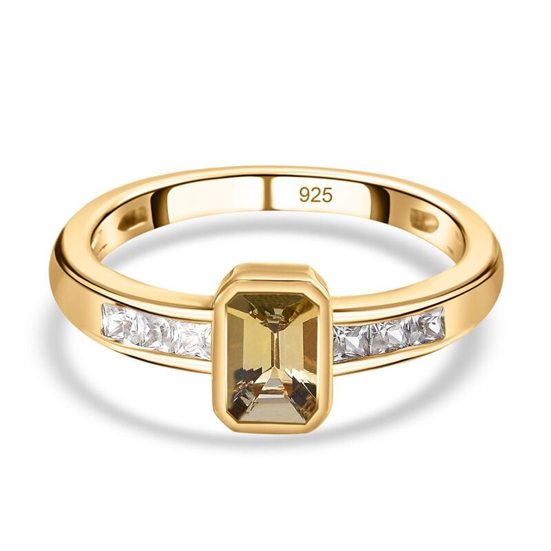 Natürlicher, goldener Tansanit und weißer Zirkon-Ring - 0,99 ct. image number 0