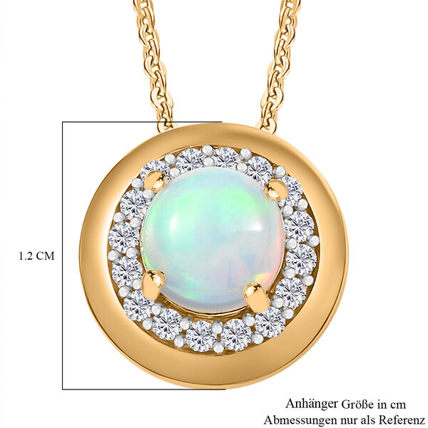 AA Nat&uuml;rlicher, &auml;thiopischer Welo Opal, Wei&szlig;er Zirkon Schmuckset 925 Silber 750 Gelb Vergoldet ca. 0.78 ct image number 6