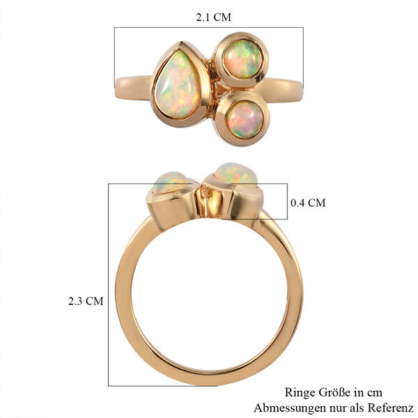Natürlicher Äthiopischer Opal 3 Stein 925 Silber vergoldet  ca. 0,82 ct image number 7