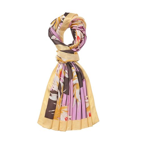 LA MAREY - 100% Maulbeeren-Seidenschal, Chiffon, 55x170 cm, Pfau image number 0