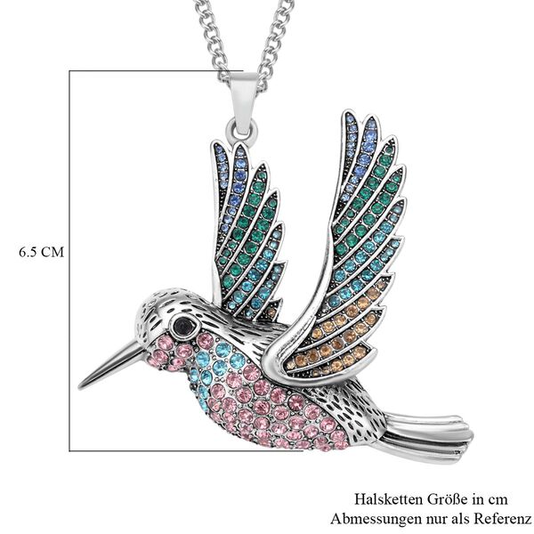 Kristall Kolibri-Anhänger mit Kette, silberfarben image number 6