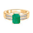 AAA Socoto Smaragd, Weißer Diamant Ring 925 Silber 750 Gelbgold Vermeil (Größe 19.00) ca. 1,80 ct