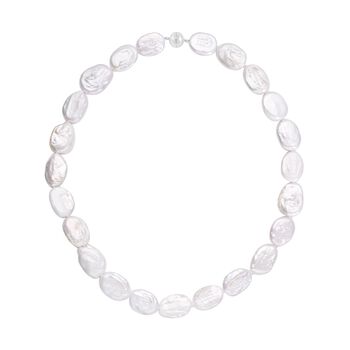 Wei&szlig;e Keshi Perlen-Halskette, ca. 50 cm, 925 Silber rhodiniert