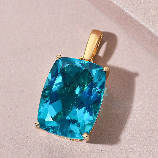 Capri-Blau Triplett Quarz-Solitär-Anhänger in Silber, 21,24 ct. image number 2