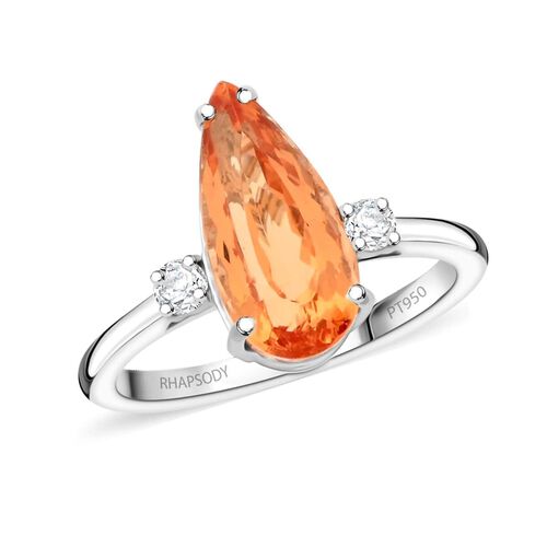 RHAPSODY zertifiziert und geprüft AAAA kaiserlicher Topas und VS-EF Diamant Ring in 950 Platin - 5,40 ct. image number 0