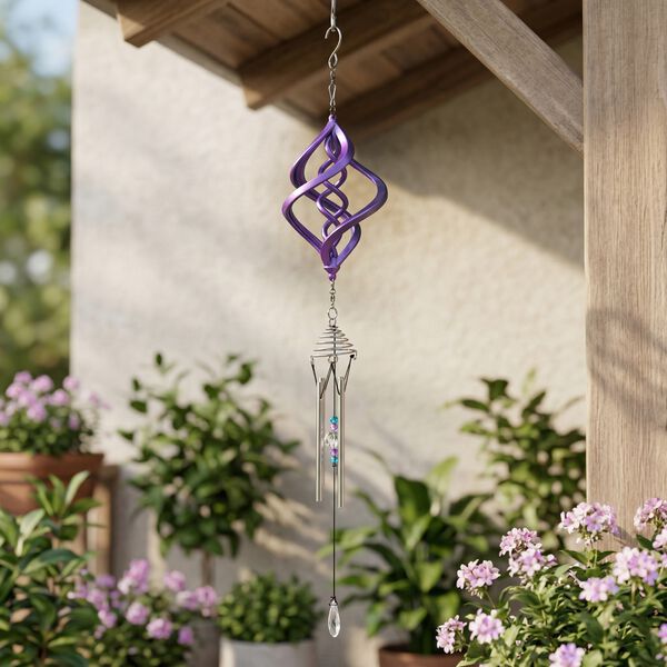 3D Windspiel, Aluminium, 10.3 x 10.3 x 61 cm, Blau image number 1