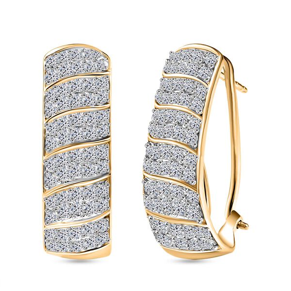 LUXURIANT SGL zertifizierte SI-GH Labor Diamant Ohrringe, 925 Silber 750 Gelbgold Vermeil - 2 ct. image number 0