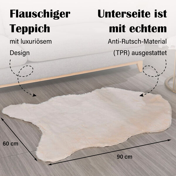 Superweicher Teppich, 1200 GSM, echtes Anti-Rutsch-Material, 60 x 90 cm, Elfenbein image number 5