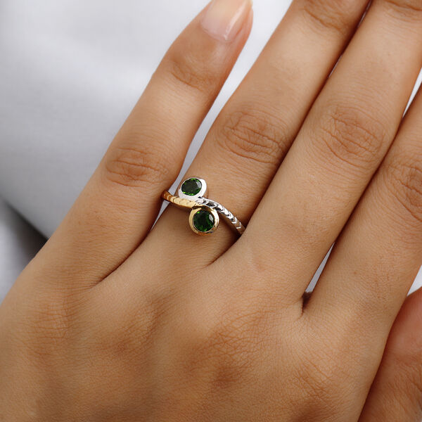 Natürlicher Chromdiopsid Bypass Ring 925 Silber bicolor  ca. 0,83 ct image number 3
