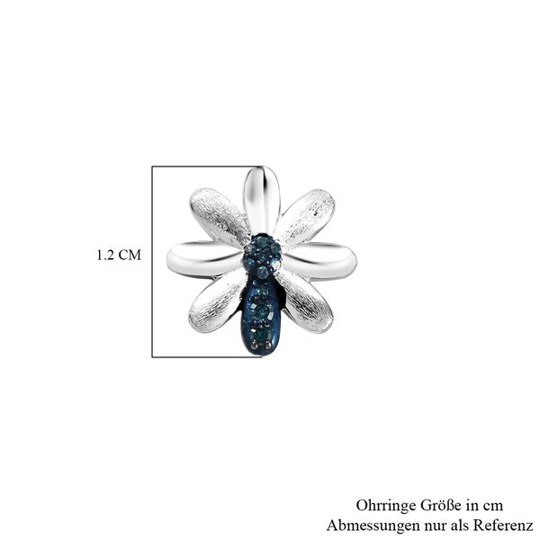 GP Italian Garden Kollektion - Blaue Diamant und Kanchanaburi blaue Saphir Ohrringe, 925 Silber rhodiniert - 0,13 ct. image number 6