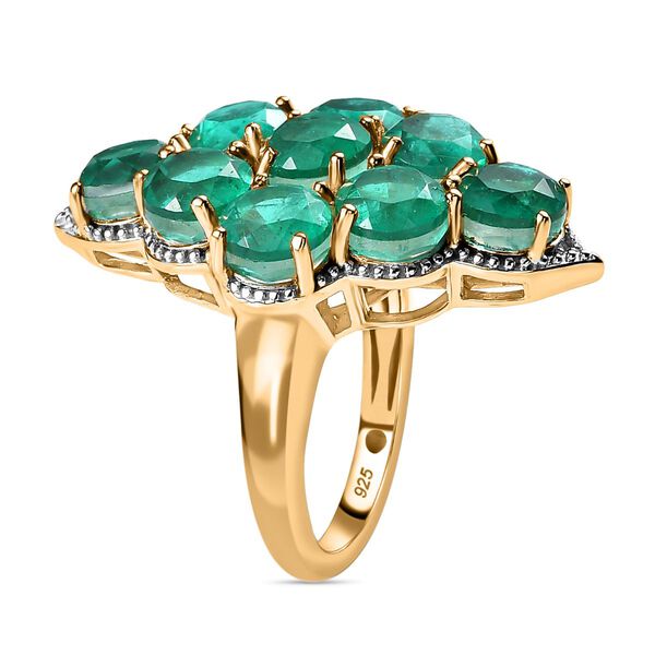 Smaragd-Quarz-Triplette Ring, 925 Silber Gelbgold Vermeil, (Gr&ouml;&szlig;e 19.00) ca. 10.68 ct image number 5