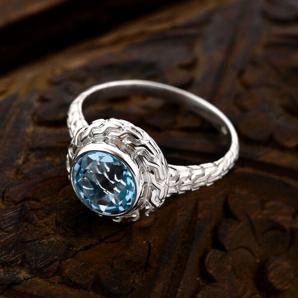 Royal Bali Kollektion- Himmelblauer Topas-Ring - 3,54 ct. image number 1