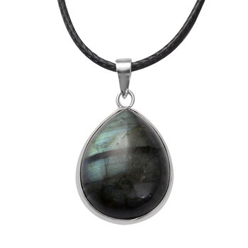 Labradorit-Anh&auml;nger mit Kette, 45+5 cm, Messing ca. 28,50 ct