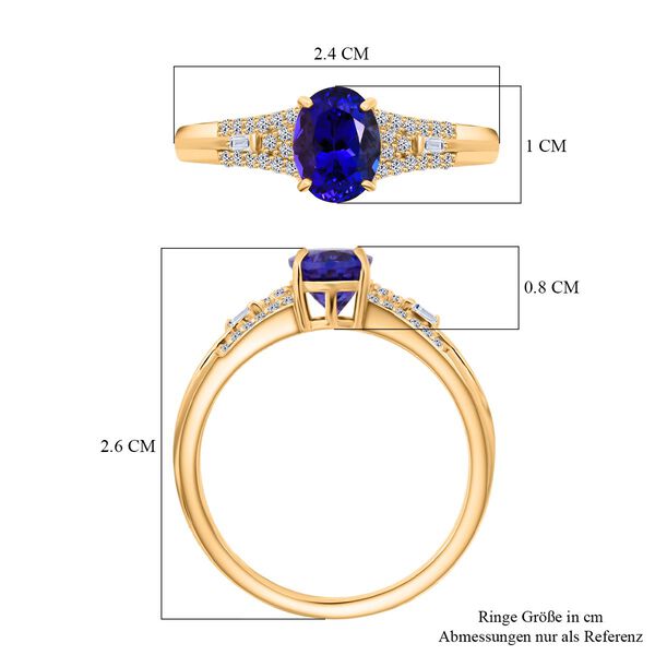 LUXURIANT AAA Tansanit und SI-GH Labor Diamant Ring in 375 Gold - 1,53 ct. image number 6